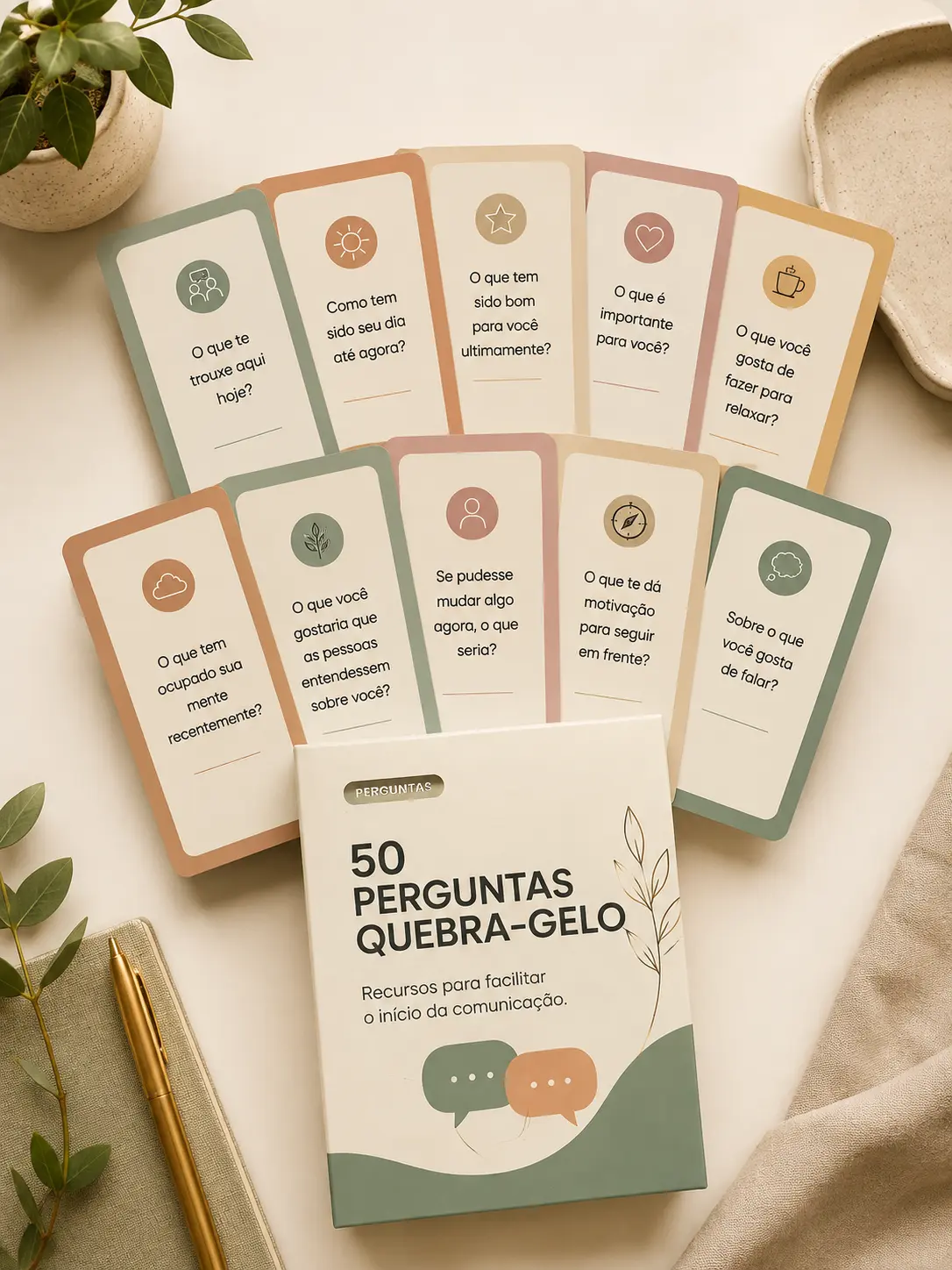 Páginas abertas com perguntas quebra-gelo